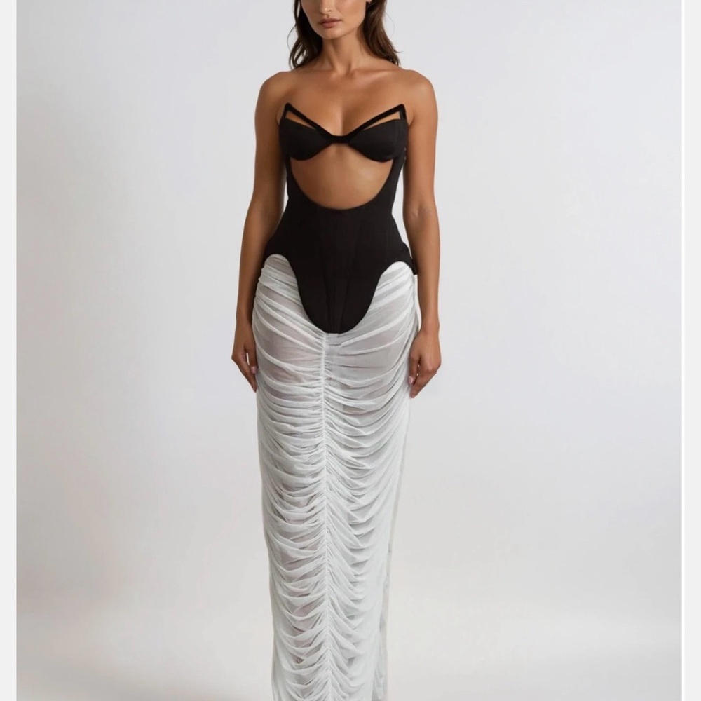 Kalena Strapless Cutout Ruched Skirt Set